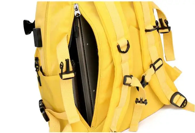 Fashion Leisure Yellow Backpack Waterproof Large School Backpack For Teenager USB College Back pack - Clikcy