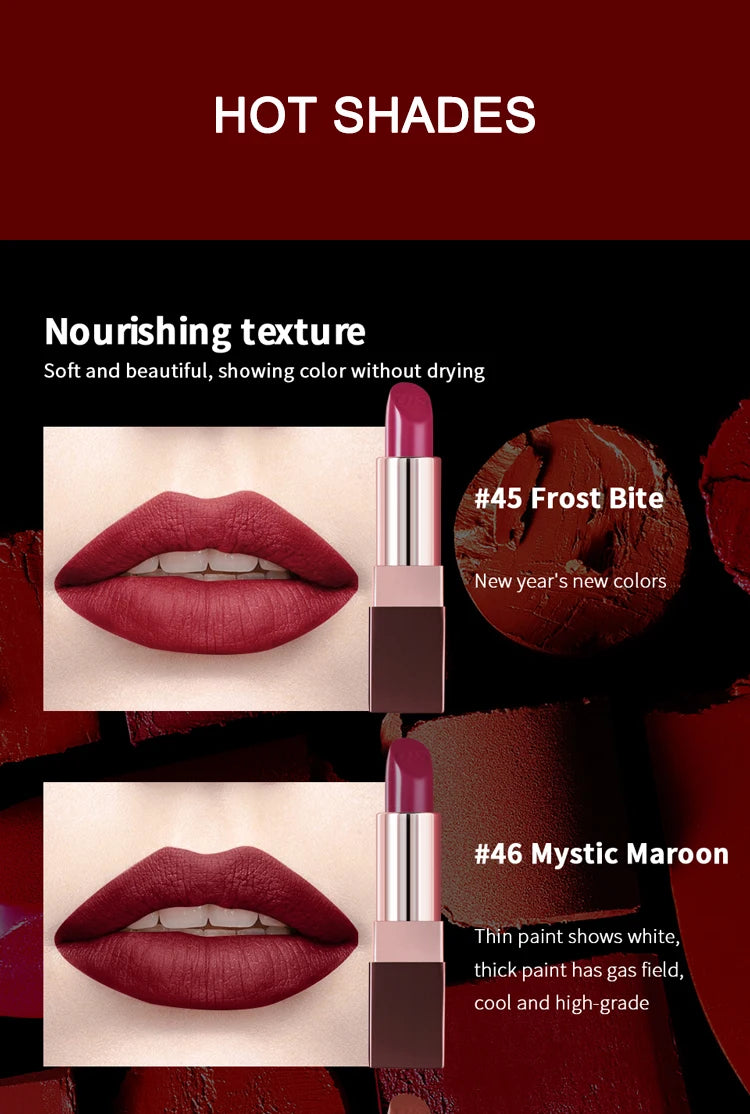 CHARMACY Matte Durable Easy To Wear Lipstick Natural Matte Red Velvet Lip Stick Lip Coloring Makeup Women Beauty Cosmetics - Clikcy