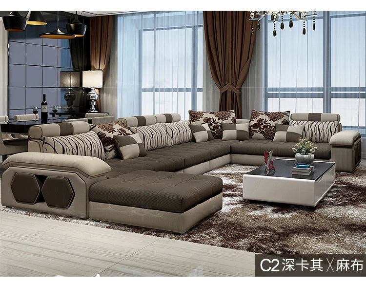 MANBAS Fabric Big Sofa Set Living Room Furniture Cloth Sofa Modernos Para Sala Sectional Sofa U Shape Corner Couch Grandes Salon - Clikcy