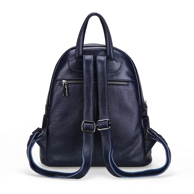 ZENCY 9 Color Fashion Soft Genuine Cow Leather Women Ladies Girls Backpack Top Layer Cowhide School Bag Female Knapsack Rucksack - Clikcy