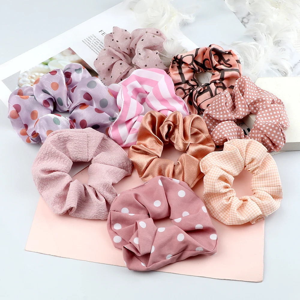 5Pcs/Lot Girl Pink Red Hair Band Accessories Fashion Large Hair Ties Solid Color Elastic Scrunchies For Women Ponytail Hairstyle - Clikcy