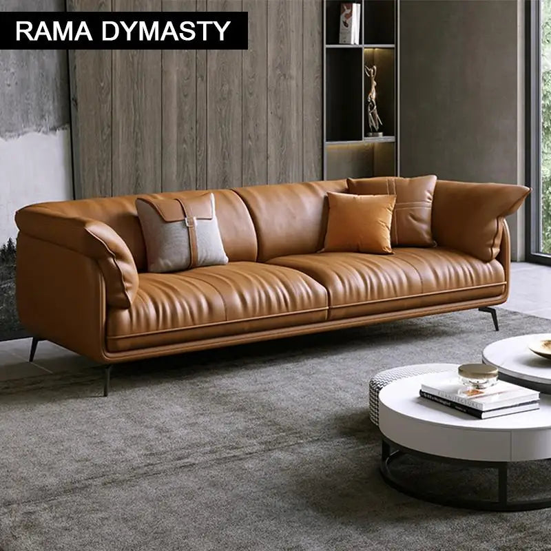 Modern Minimalist Living Room Leather Sofa  Apartment Furniture Set Combination Wtih Customzied Color - Clikcy