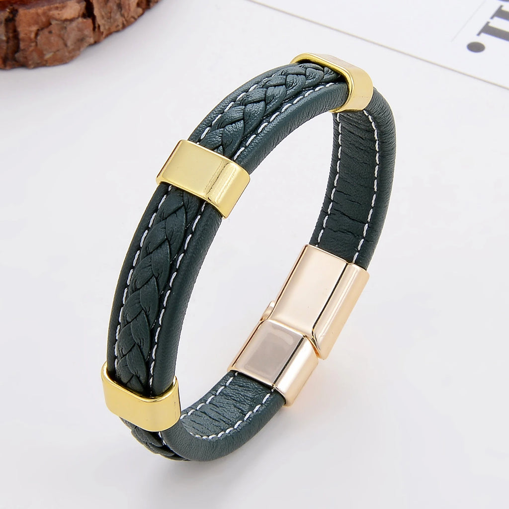 Classic Braided Leather Bracelet For Women Zinc Alloy Metal Mens Jewelry Bracelets Femme Accessories 2021 браслет мужской - Clikcy