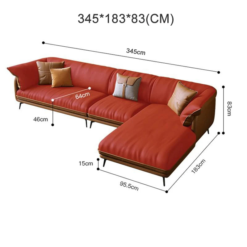 Modern Minimalist Living Room Leather Sofa  Apartment Furniture Set Combination Wtih Customzied Color - Clikcy