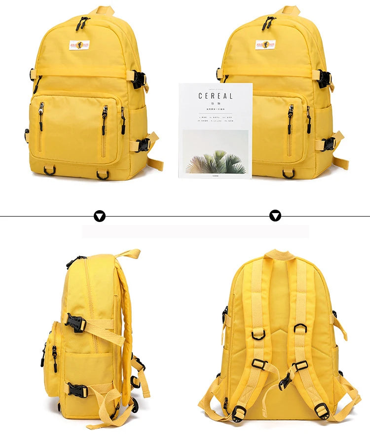 Fashion Leisure Yellow Backpack Waterproof Large School Backpack For Teenager USB College Back pack - Clikcy