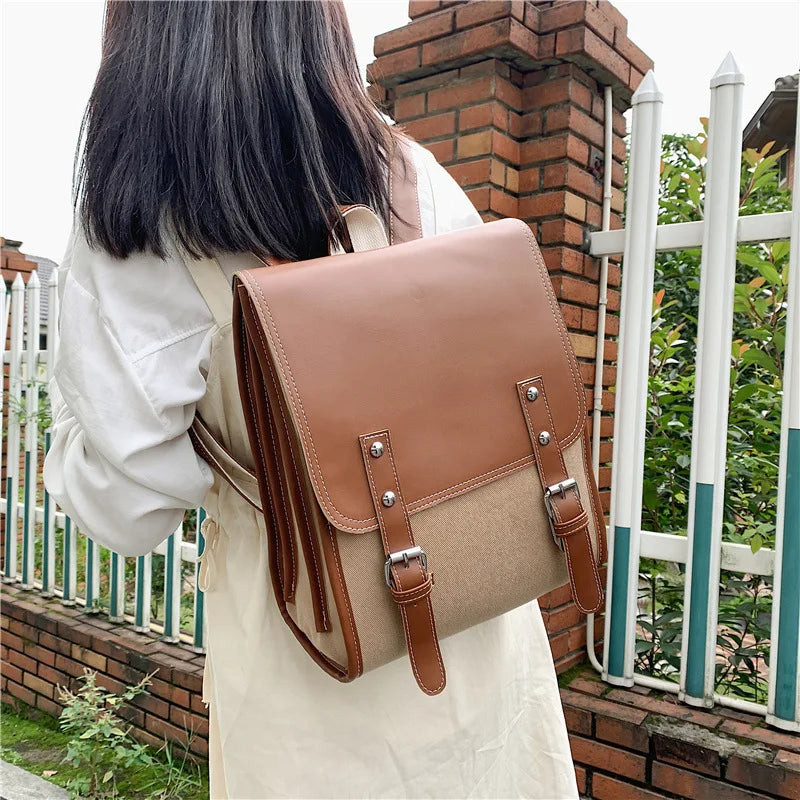 Preppy style women backpack Large Capacity Laptop Bag Casual School Backpacks for Girls patchwork Travel bags for Female totes - Clikcy