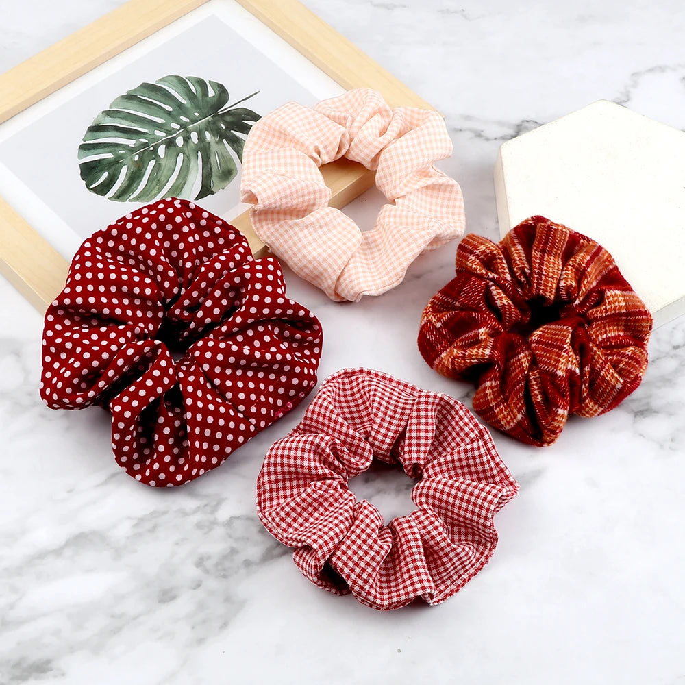 5Pcs/Lot Girl Pink Red Hair Band Accessories Fashion Large Hair Ties Solid Color Elastic Scrunchies For Women Ponytail Hairstyle - Clikcy