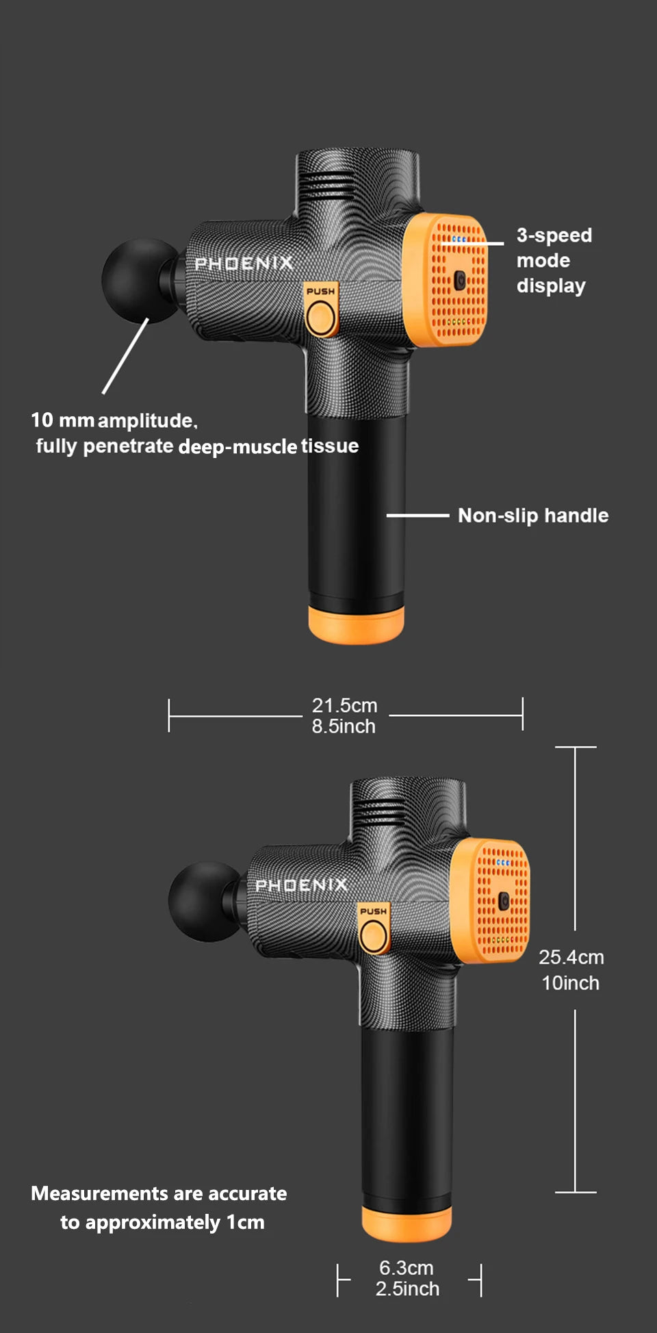 Phoenix A2 Massage Gun Muscle Relaxation Deep Tissue Massager Dynamic Vibrator Back Portable Handheld Display Fascia Gun Massage - Clikcy