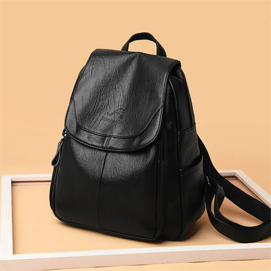 High Quality Soft Leather Backpacks Purses for Women Casual Daypack Vintage Bagpack School Bags for Teen Girls Mochilas Rucksack - Clikcy