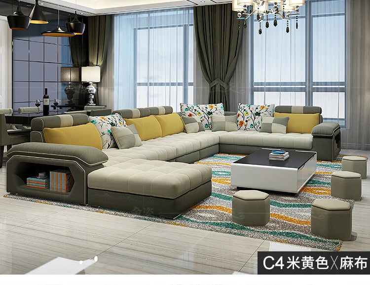 MANBAS Fabric Big Sofa Set Living Room Furniture Cloth Sofa Modernos Para Sala Sectional Sofa U Shape Corner Couch Grandes Salon - Clikcy