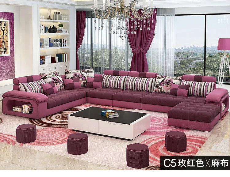 MANBAS Fabric Big Sofa Set Living Room Furniture Cloth Sofa Modernos Para Sala Sectional Sofa U Shape Corner Couch Grandes Salon - Clikcy