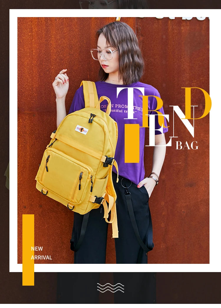 Fashion Leisure Yellow Backpack Waterproof Large School Backpack For Teenager USB College Back pack - Clikcy