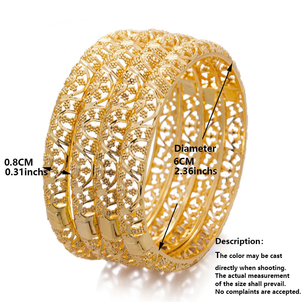 24K Luxury Gold Color Bangles For Women Wedding Bride Bracelets Gold Color Jewelry Middle East African Gifts - Clikcy