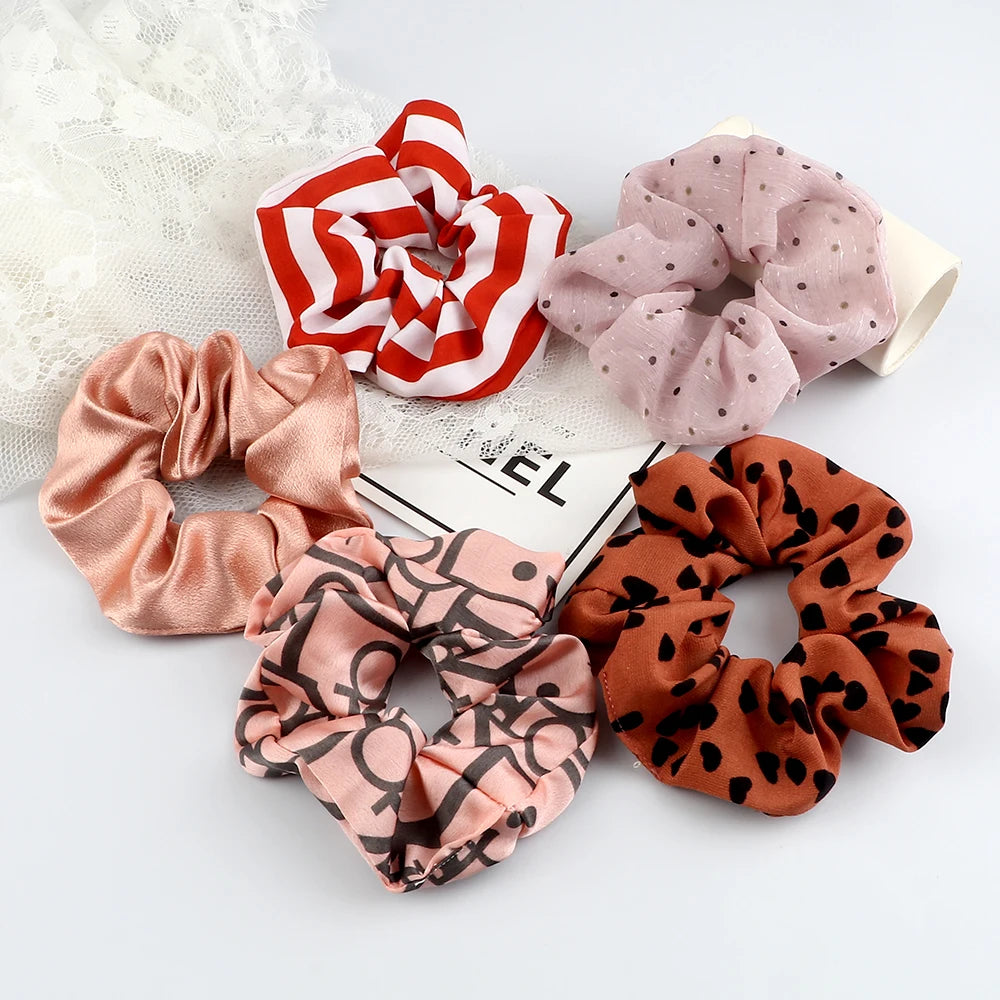 5Pcs/Lot Girl Pink Red Hair Band Accessories Fashion Large Hair Ties Solid Color Elastic Scrunchies For Women Ponytail Hairstyle - Clikcy