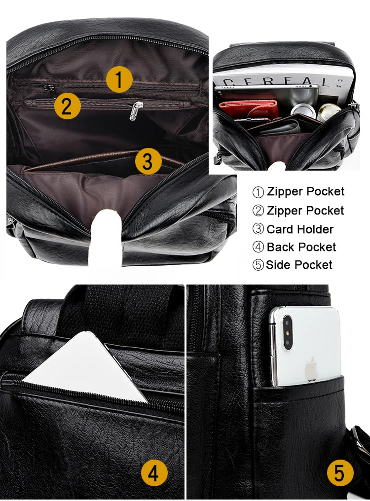 Large Capacity Travel Back Pack Rucksacks Mochila Women Backpack Female Leather Bagpack for Girl Ladies Sac A Dos School Bags - Clikcy