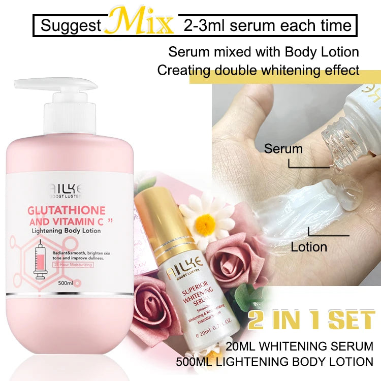 AILKE Whitening Moisturizing Korean Facial And Body Lotion Reduce Melanin Wrinkles Vitamin C Dark Spot Remover Skin Care Cream - Clikcy