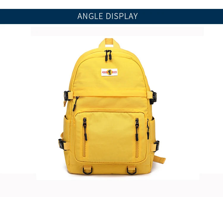 Fashion Leisure Yellow Backpack Waterproof Large School Backpack For Teenager USB College Back pack - Clikcy