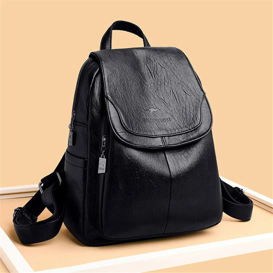 Genuine Women Leather Backpack Fashion Female Shoulder Bag Sac a Dos Ladies Bagpack Mochilas School Bags For Teenage Girls 2024 - Clikcy