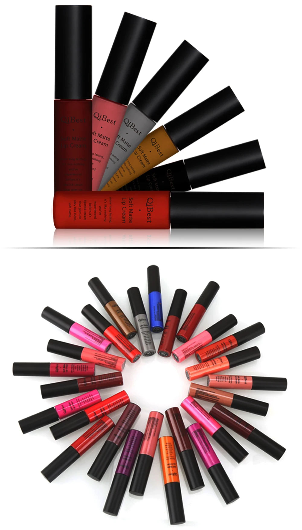 Matte Liquid Lipstick Waterproof Long Lasting Velvet Lip Gloss Tint Tube Matte Nude Pigment Red Black Makeup Cosmetics Lipsticks - Clikcy