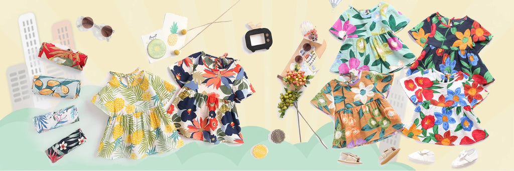 Sanlutoz Short Sleeve Summer Baby Dress Cute Pattern Casual Kids Girls Clothing Dress Cotton - Clikcy