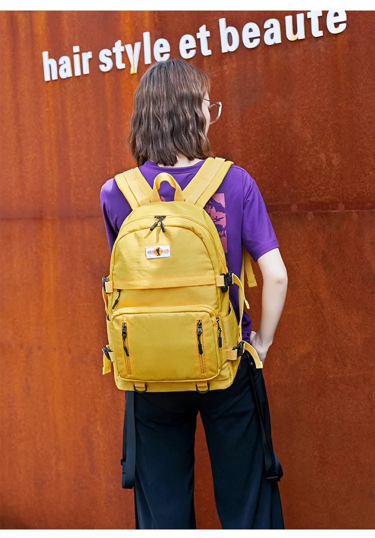 Fashion Leisure Yellow Backpack Waterproof Large School Backpack For Teenager USB College Back pack - Clikcy