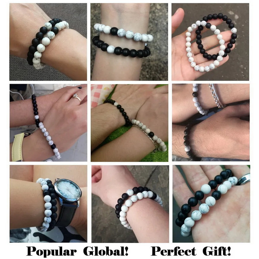 XQNI Various Combination Styles Beaded Bracelets For Men & Women For Couples Jewelry Stretch Elastic Rope DIY Size Birthday Gift - Clikcy