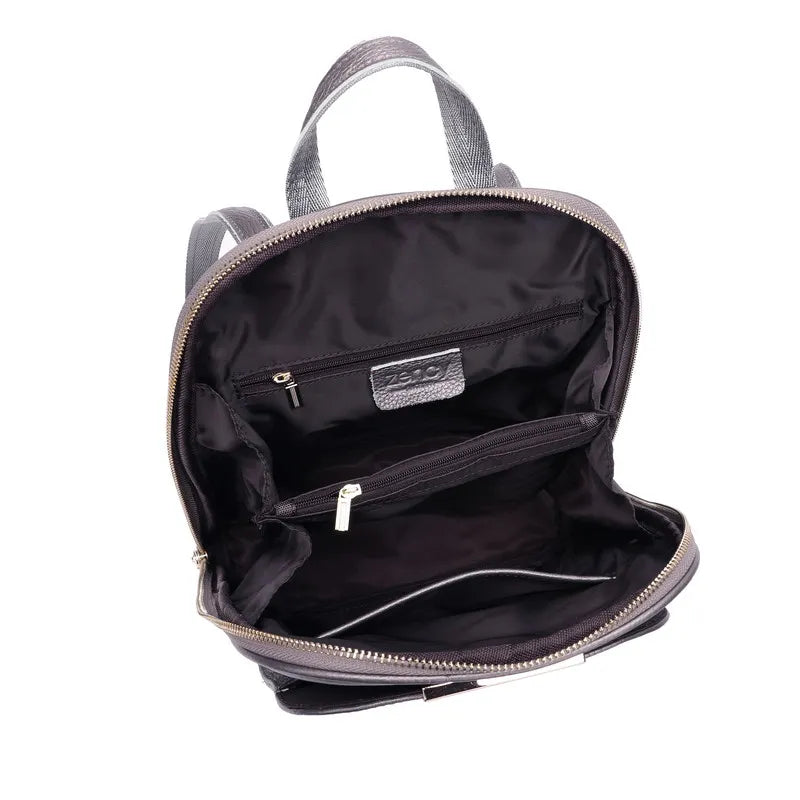 2023 Popular Natural 100% Real Genuine Cow Leather Everyday White Silver Women Backpack Ladies Girls Top Layer Cowhide Book Bag - Clikcy