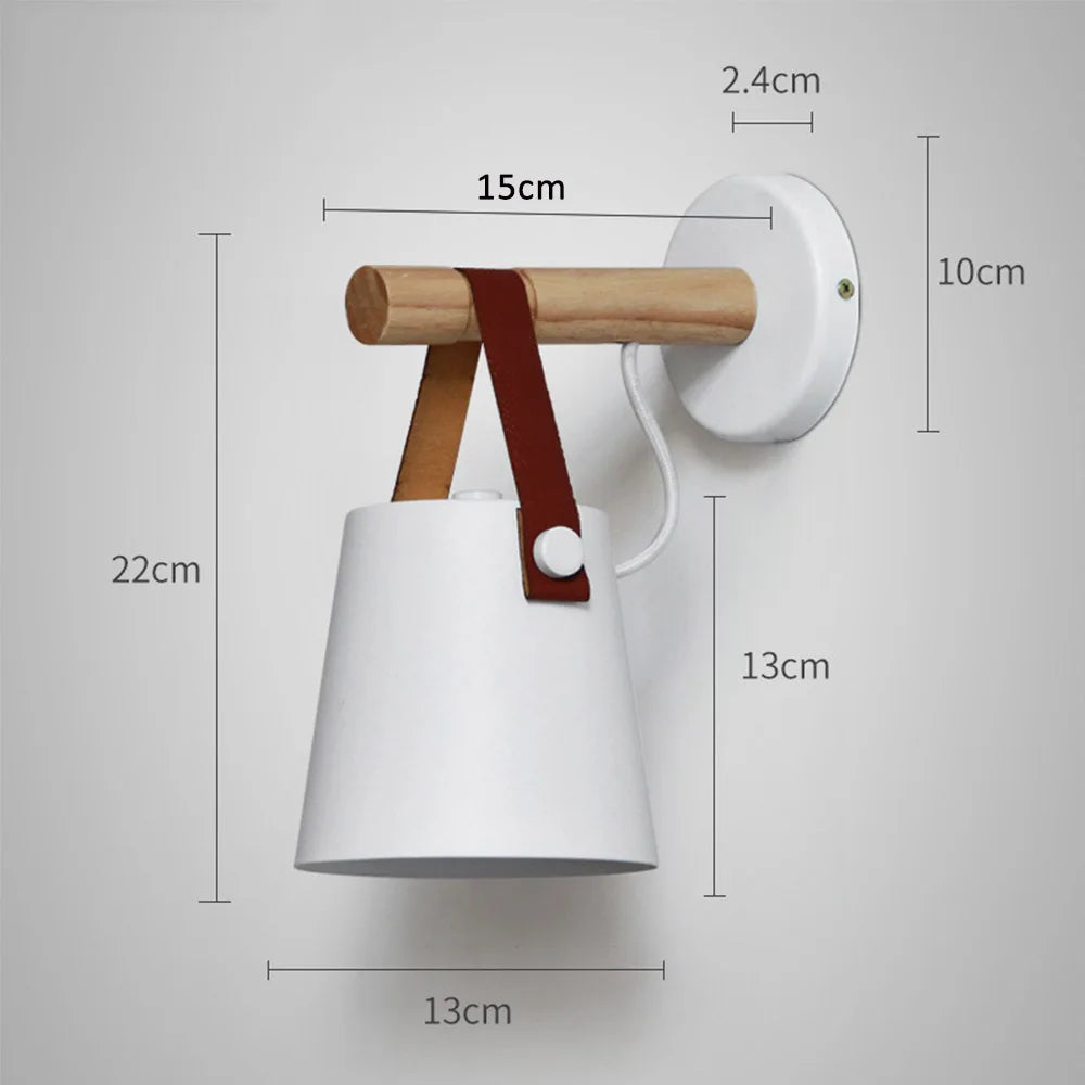 Nordic Wood Wall Lights Bedroom Bedside Lamp Black White Modern E27 Steering Head Wall Lamps LED Home Lighting Sconce Room Decor - Clikcy