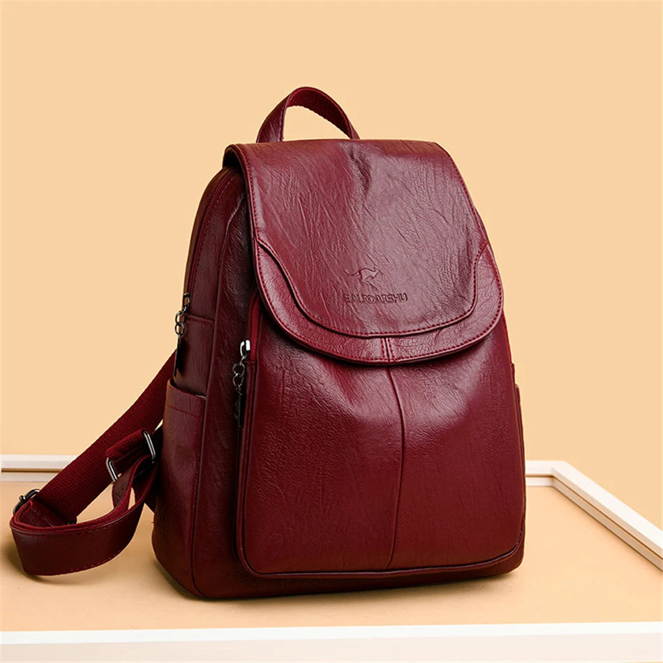 Genuine Women Leather Backpack Fashion Female Shoulder Bag Sac a Dos Ladies Bagpack Mochilas School Bags For Teenage Girls 2024 - Clikcy