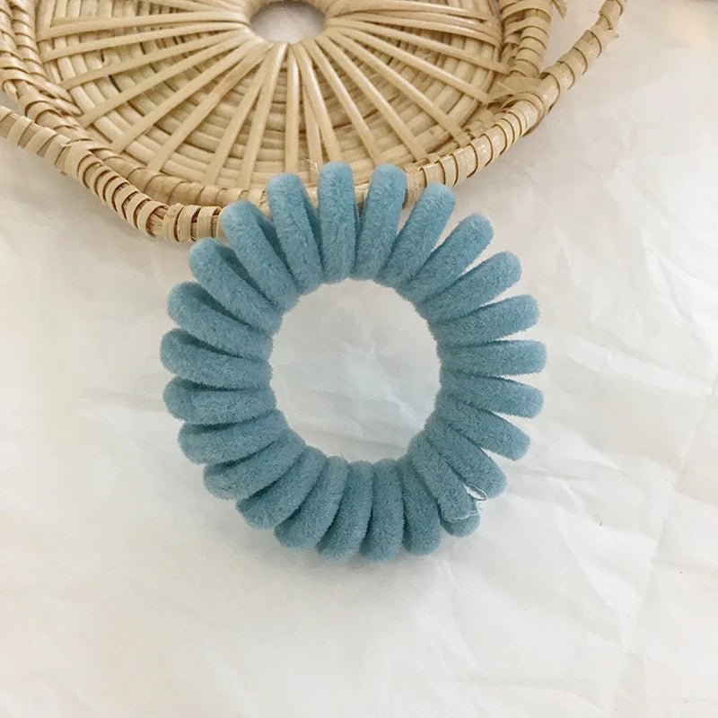 Elastic Knit Telephone Wire Hair Bands Girl Woman Hair Accessories Rubber Band Headwear Hair Rope Spiral Shape Hair Ties - Clikcy