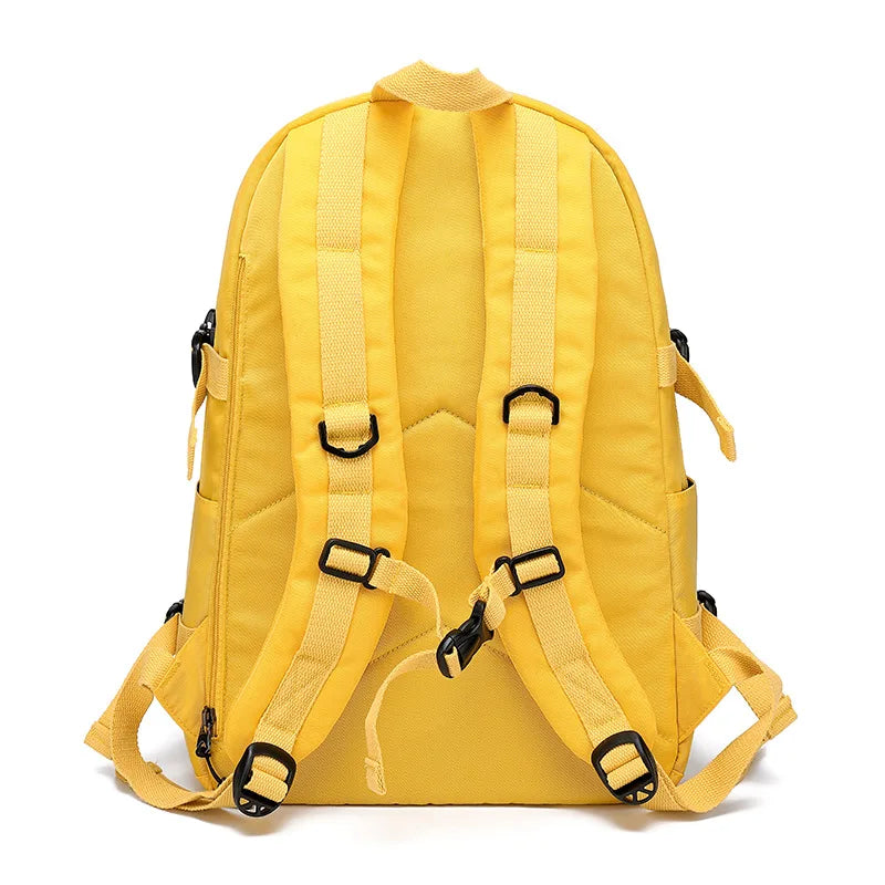 Fashion Leisure Yellow Backpack Waterproof Large School Backpack For Teenager USB College Back pack - Clikcy