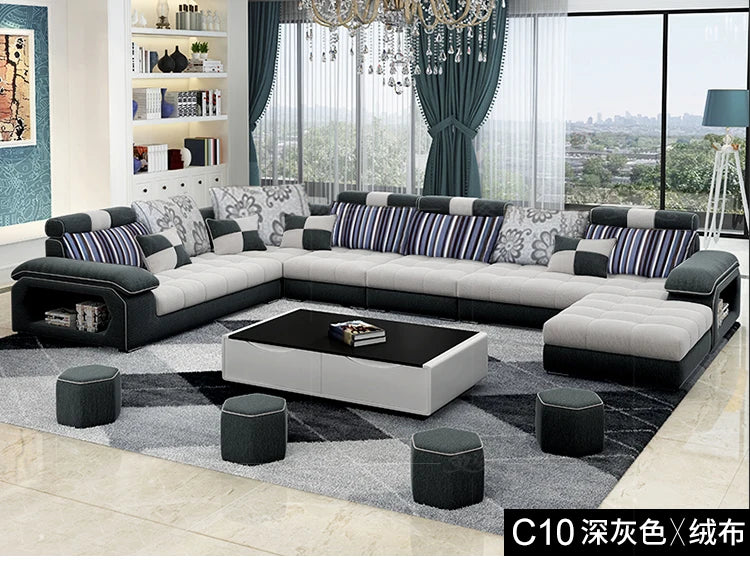 MANBAS Fabric Big Sofa Set Living Room Furniture Cloth Sofa Modernos Para Sala Sectional Sofa U Shape Corner Couch Grandes Salon - Clikcy