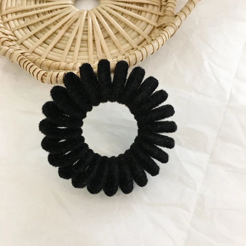 Elastic Knit Telephone Wire Hair Bands Girl Woman Hair Accessories Rubber Band Headwear Hair Rope Spiral Shape Hair Ties - Clikcy