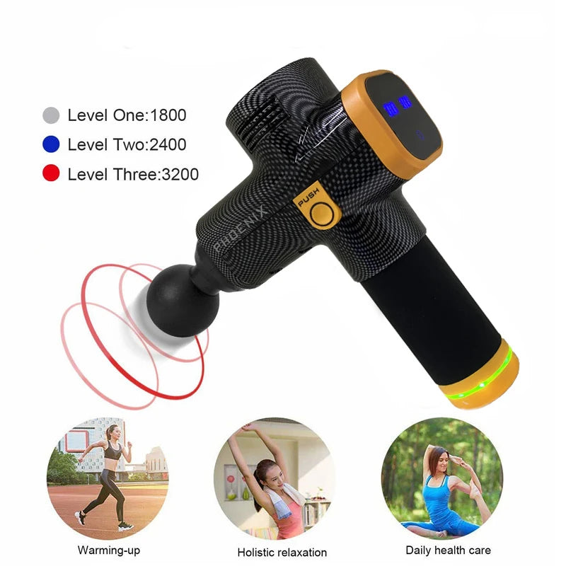 Phoenix A2 Massage Gun Muscle Relaxation Deep Tissue Massager Dynamic Vibrator Back Portable Handheld Display Fascia Gun Massage - Clikcy