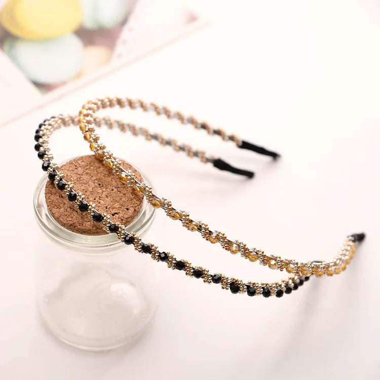 Headwear Fashion Women Hair Hoop Ladies Crystal Rhinestone Pearl Hairband Headband Head Piece Hair Band Accessories - Clikcy