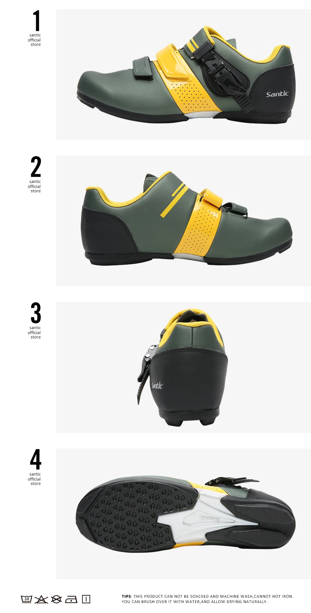 Santic Non-locking Cycling Shoes Rubber Sole Men's Outdoor Road Riding Bicycle Equipment Fashionable Biking Sport Sneakers 36-46 - Clikcy