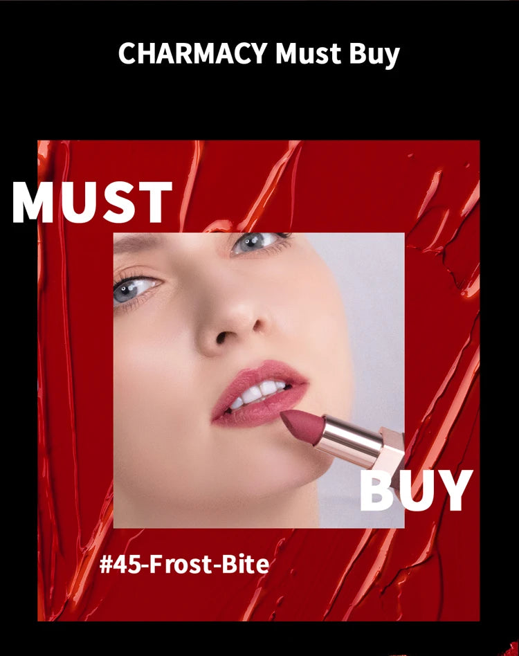 CHARMACY Matte Durable Easy To Wear Lipstick Natural Matte Red Velvet Lip Stick Lip Coloring Makeup Women Beauty Cosmetics - Clikcy