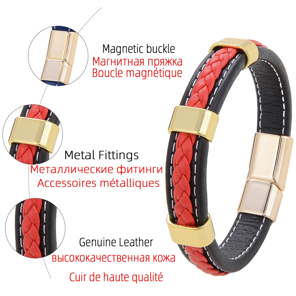 Classic Braided Leather Bracelet For Women Zinc Alloy Metal Mens Jewelry Bracelets Femme Accessories 2021 браслет мужской - Clikcy