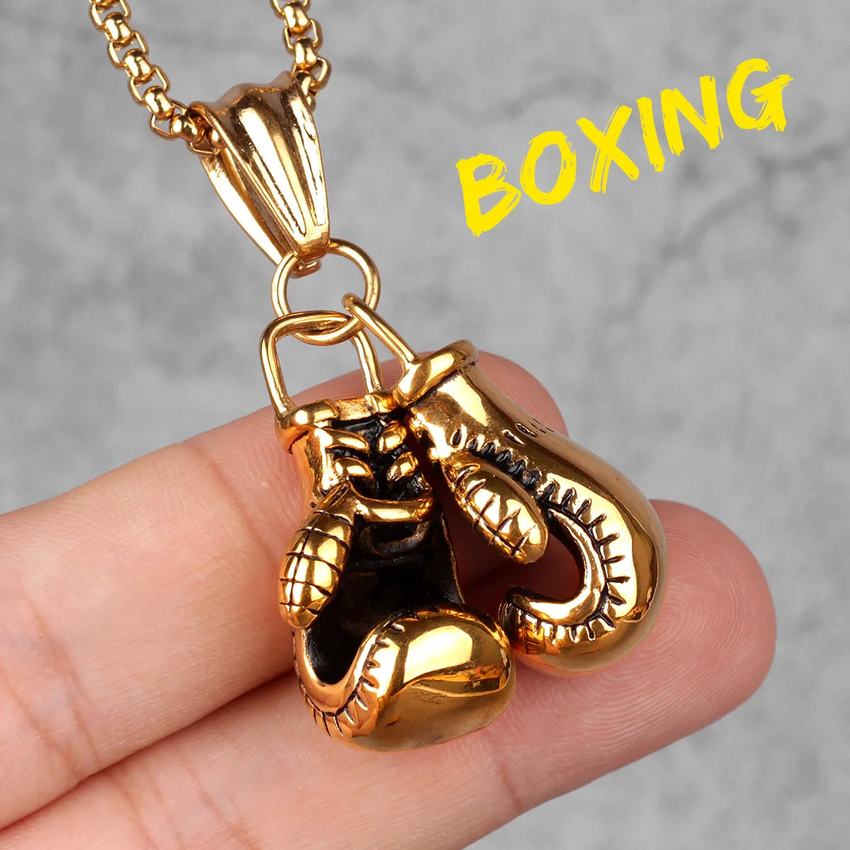 Fitness Gym Bodybuilding Boxing Gloves Stainless Steel Men Necklaces Pendants Chain for Boyfriend Male Jewelry Gift Wholesale