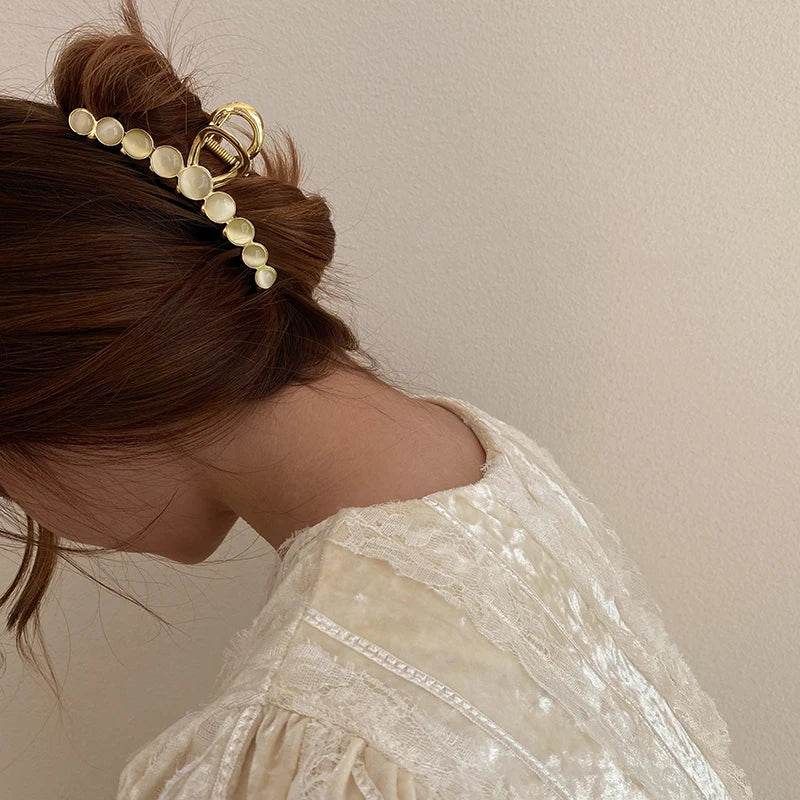 2025 New Elegant Opals Grip Back Of The Head Fixed Hair Shark Clip Headdress Girls Fashion Hairpin Accessories For Womans Clip - Clikcy