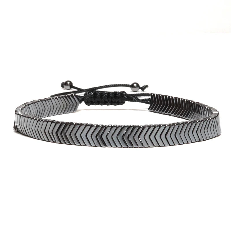 Noter 3pcs/set Mens Bracelet Set Braided Rope Braslet Natural Hematite Braclet Stone Adjustable Male Charm Brazalete Accessories - Clikcy