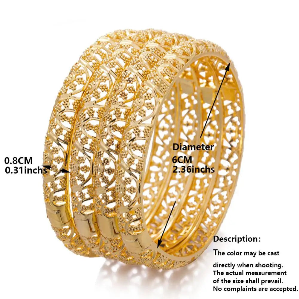 24K Luxury Gold Color Bangles For Women Wedding Bride Bracelets Gold Color Jewelry Middle East African Gifts - Clikcy