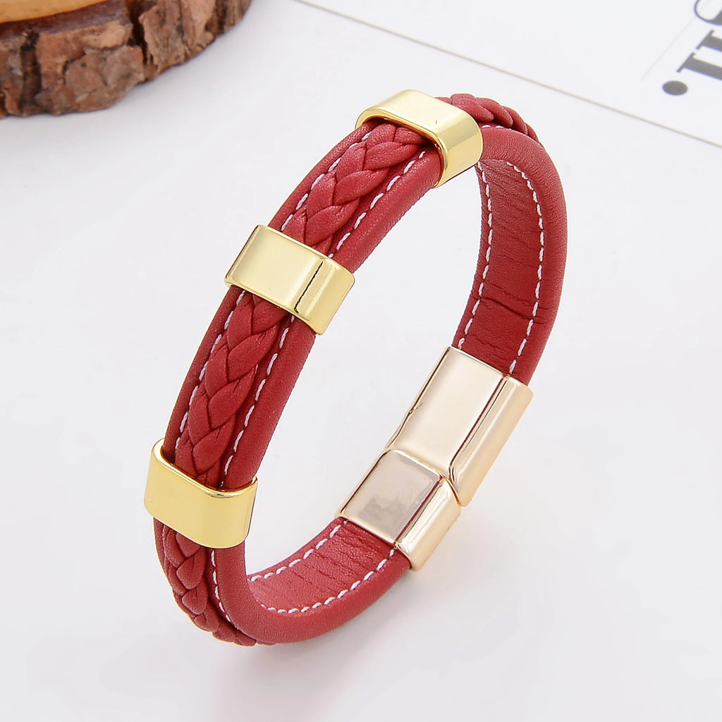 Classic Braided Leather Bracelet For Women Zinc Alloy Metal Mens Jewelry Bracelets Femme Accessories 2021 браслет мужской - Clikcy