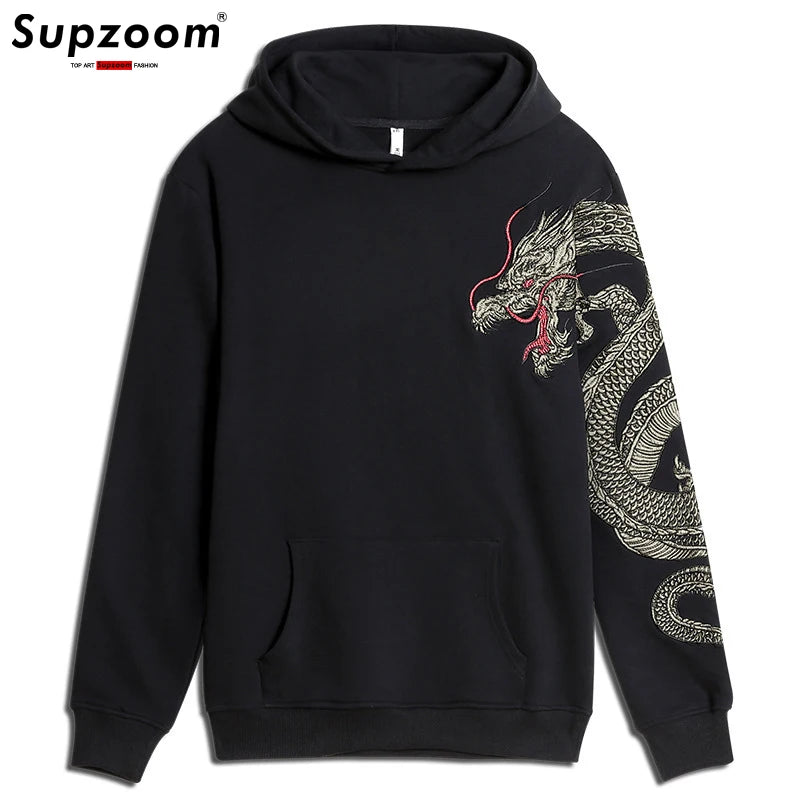 Supzoom Top Fashion Loose  Autumn And Winter New Arrival Dragon Embroidery Chinese Style Popular Casual Animal Cotton Hoodies - Clikcy