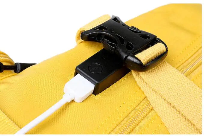 Fashion Leisure Yellow Backpack Waterproof Large School Backpack For Teenager USB College Back pack - Clikcy