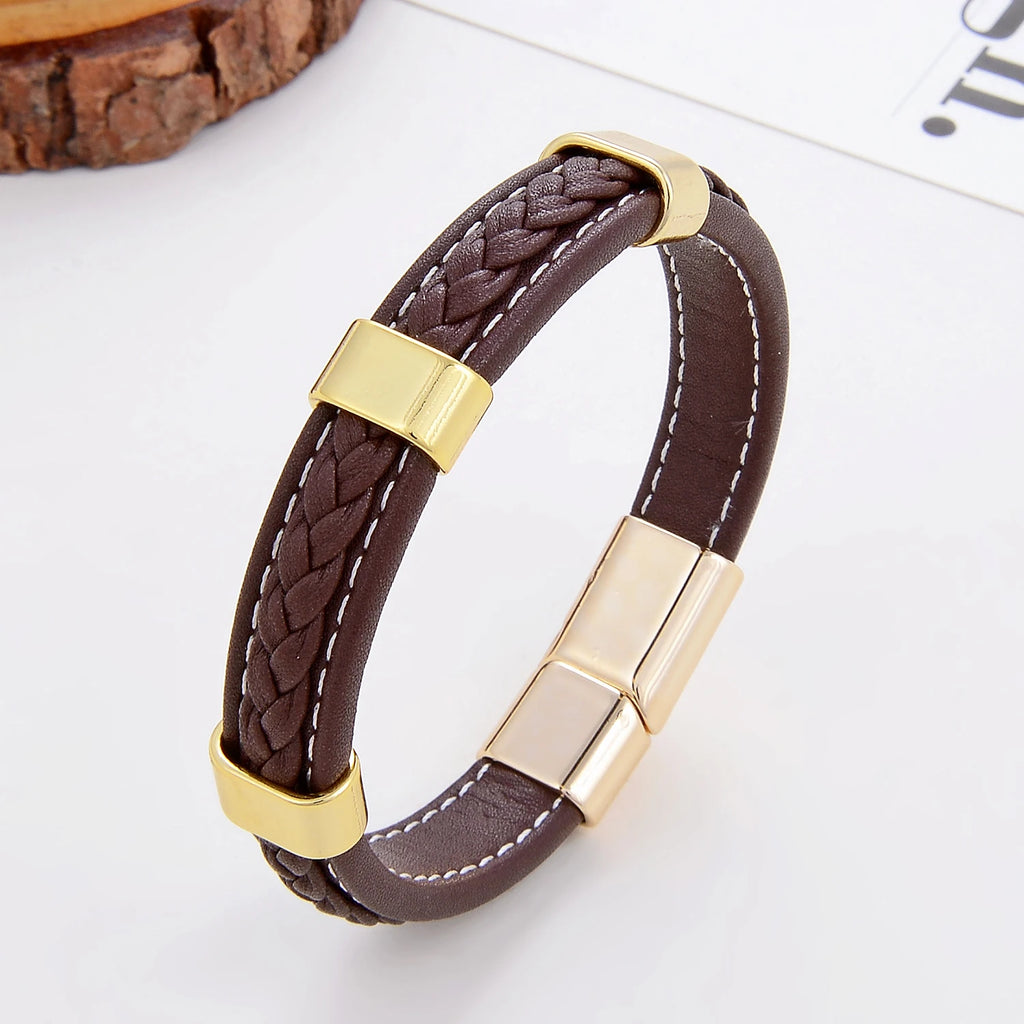 Classic Braided Leather Bracelet For Women Zinc Alloy Metal Mens Jewelry Bracelets Femme Accessories 2021 браслет мужской - Clikcy