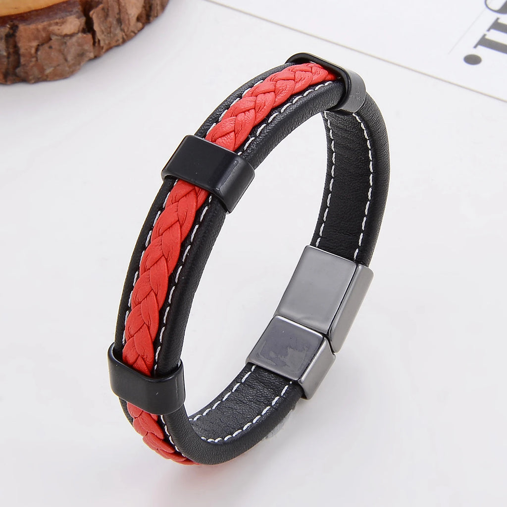 Classic Braided Leather Bracelet For Women Zinc Alloy Metal Mens Jewelry Bracelets Femme Accessories 2021 браслет мужской - Clikcy