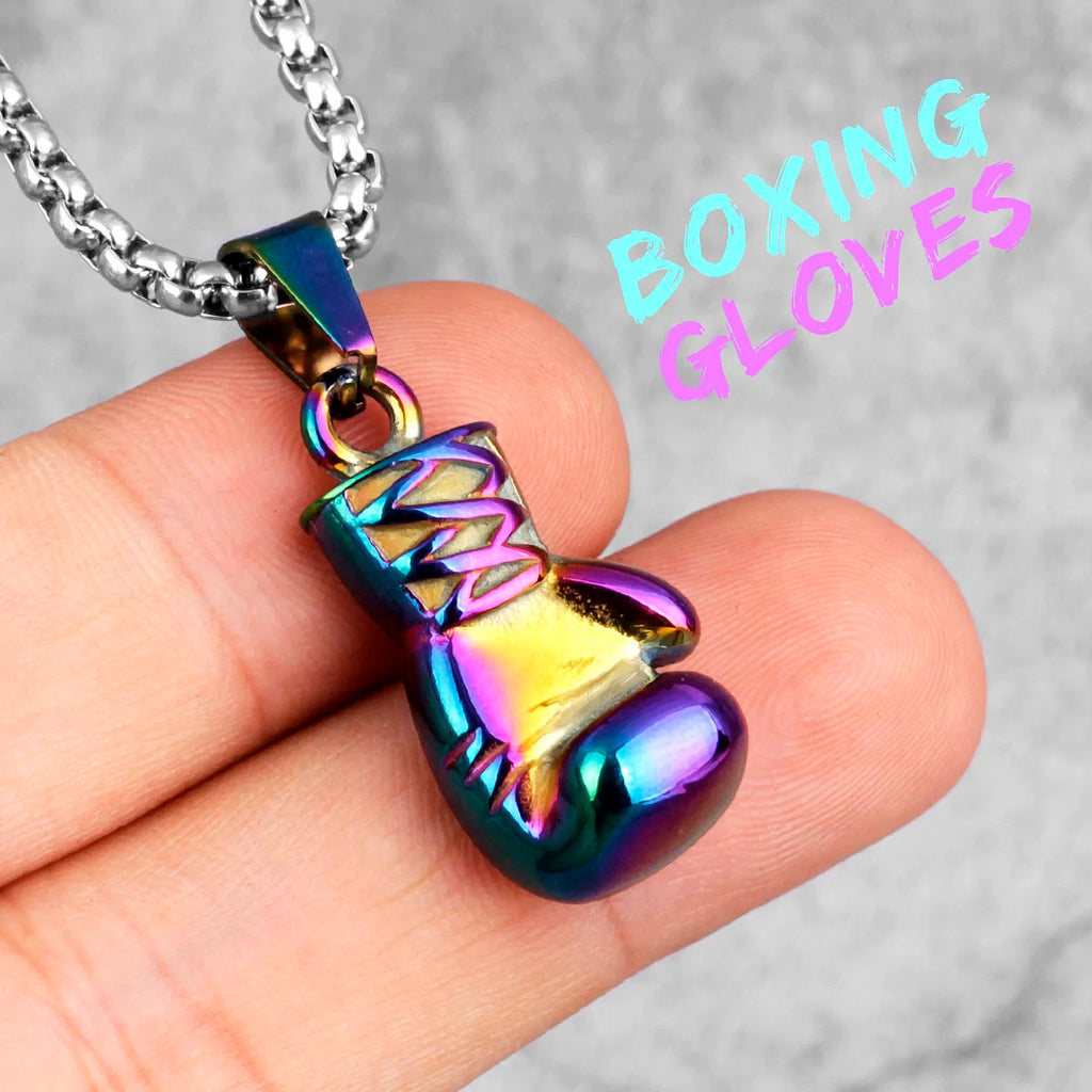 Fitness Gym Bodybuilding Boxing Gloves Stainless Steel Men Necklaces Pendants Chain for Boyfriend Male Jewelry Gift Wholesale - Clikcy