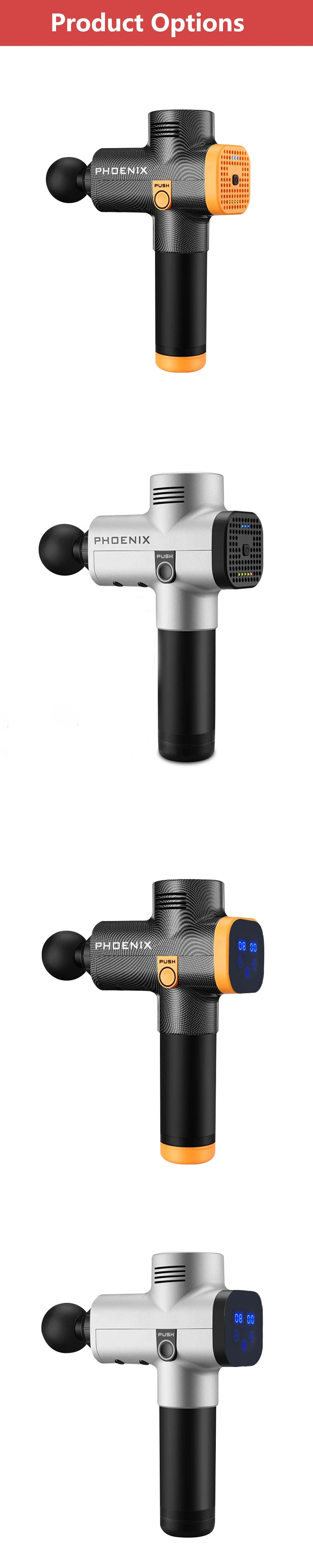 Phoenix A2 Massage Gun Muscle Relaxation Deep Tissue Massager Dynamic Vibrator Back Portable Handheld Display Fascia Gun Massage - Clikcy