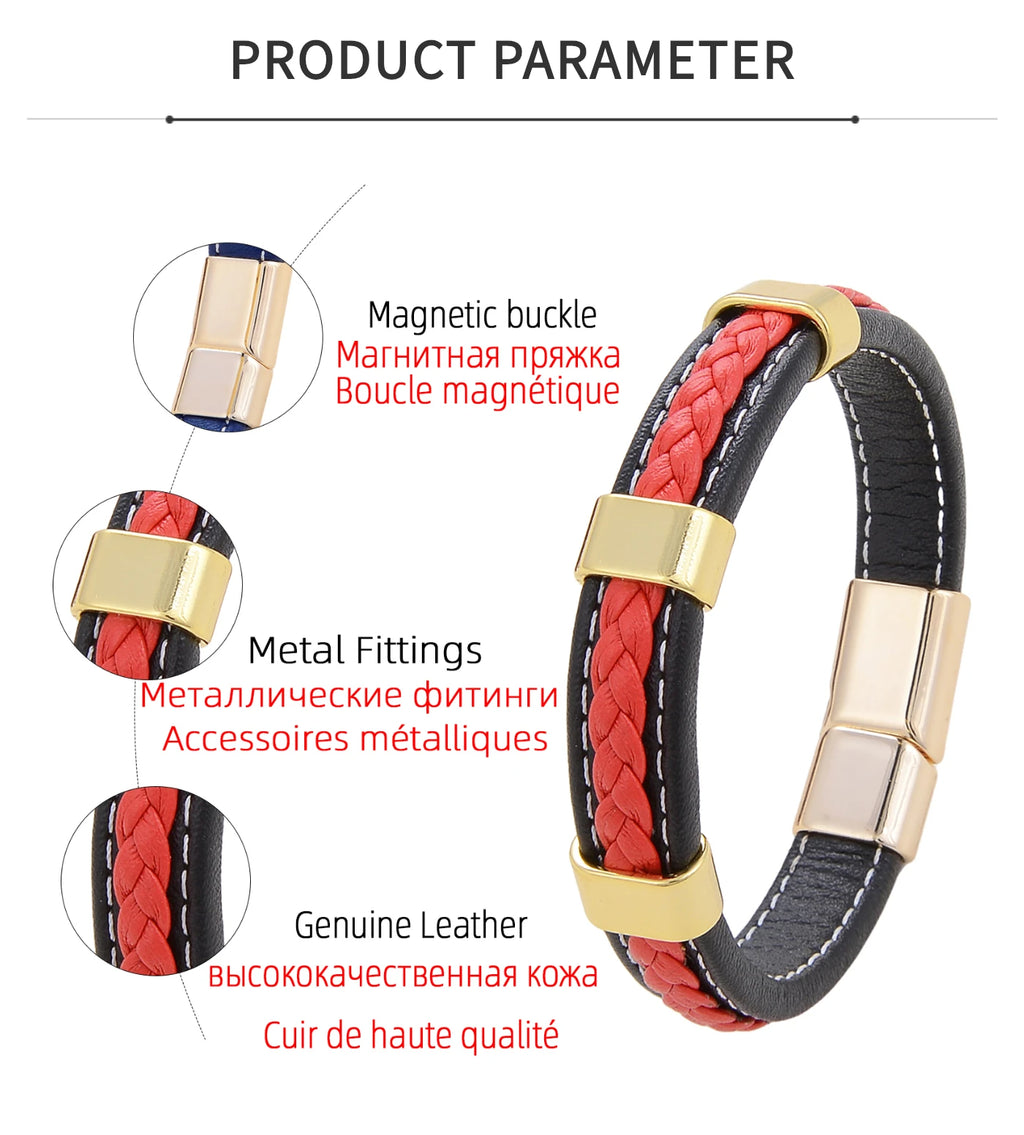 Classic Braided Leather Bracelet For Women Zinc Alloy Metal Mens Jewelry Bracelets Femme Accessories 2021 браслет мужской - Clikcy